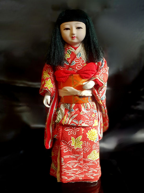 muñeca antigua japonesa ichimatsu con ojos de cristal y pelo natural