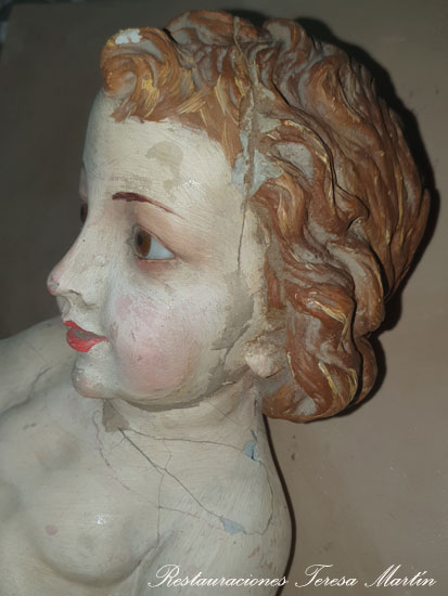 cabeza rota santo restaurar