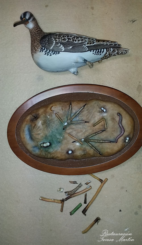 RESTAURACION FIGURA CERAMICA PAJARO